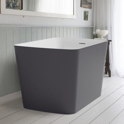 47'' Acrylic Freestanding Japanese Soaking Bathtub with Built-in Seat Gray