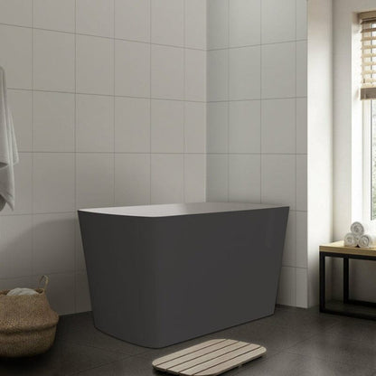 47'' Acrylic Freestanding Japanese Soaking Bathtub with Built-in Seat Gray