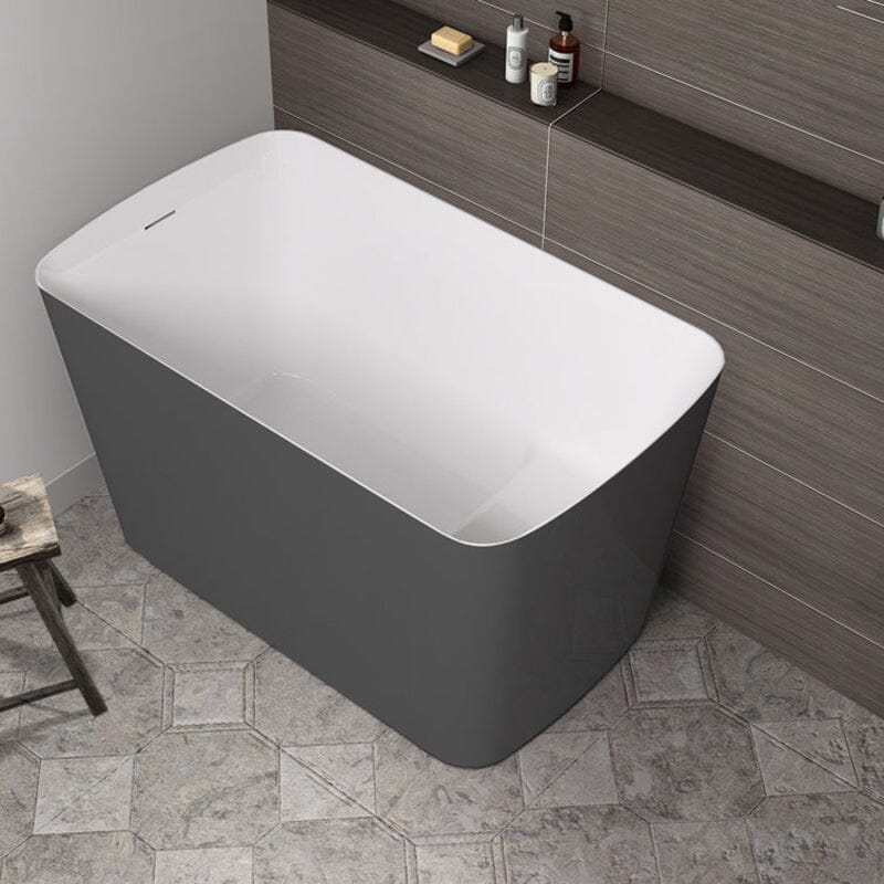 47'' Acrylic Freestanding Japanese Soaking Bathtub with Built-in Seat Gray