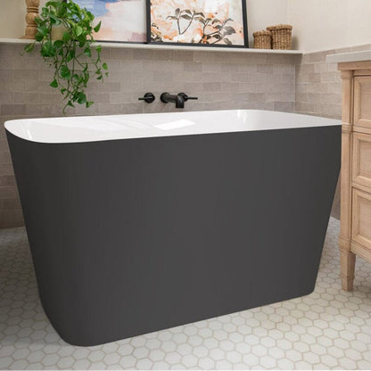 47'' Acrylic Freestanding Japanese Soaking Bathtub with Built-in Seat Gray