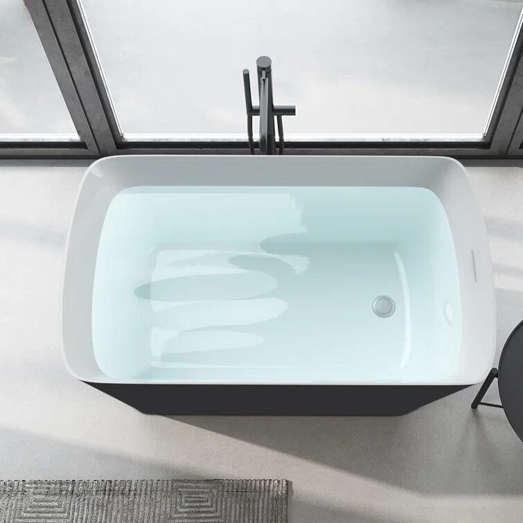 47'' Acrylic Small Freestanding Tub Modern Japanese Soaking Bathtub