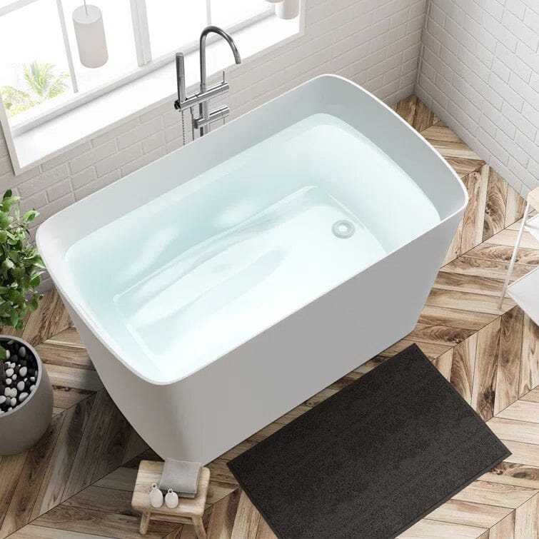 47'' Acrylic Small Freestanding Tub Modern Japanese Soaking Bathtub