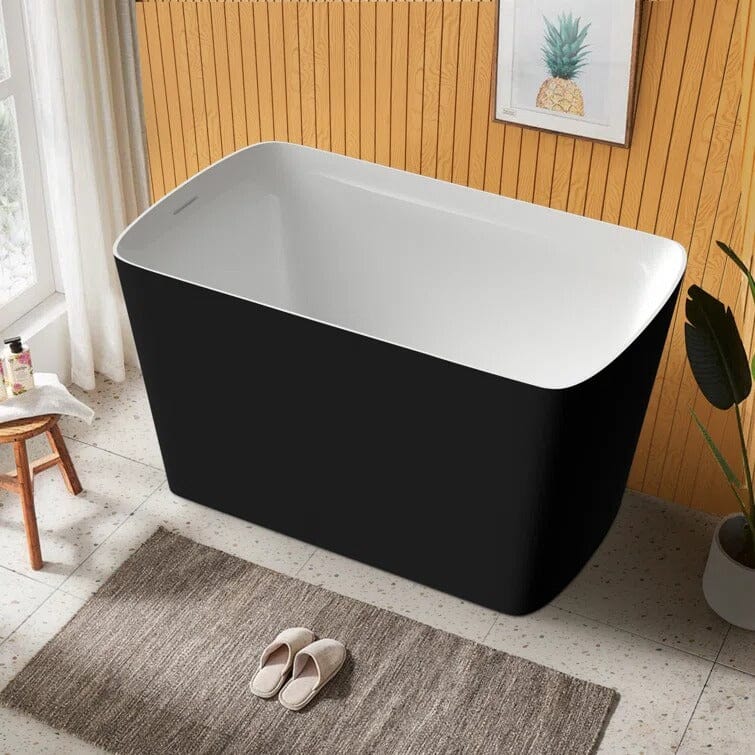 47'' Acrylic Small Freestanding Tub Modern Japanese Soaking Bathtub