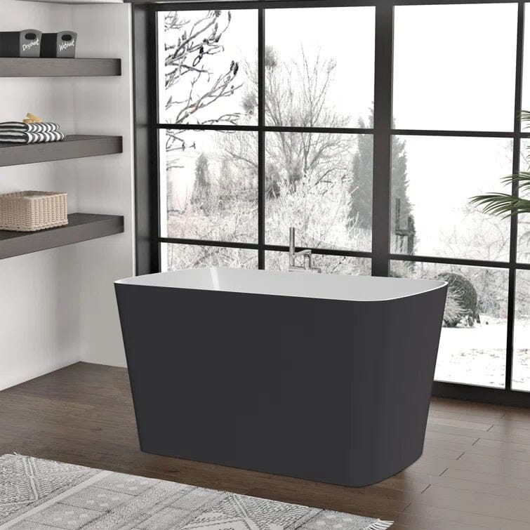 47'' Acrylic Small Freestanding Tub Modern Japanese Soaking Bathtub