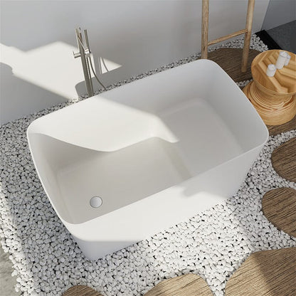 47'' Solid Surface Stone Resin Freestanding Japanese Soaking Bathtub with Built-in Seat