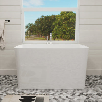 47'' Acrylic Rectangle Freestanding Built-in Seat Japanese Soaking Bathtub