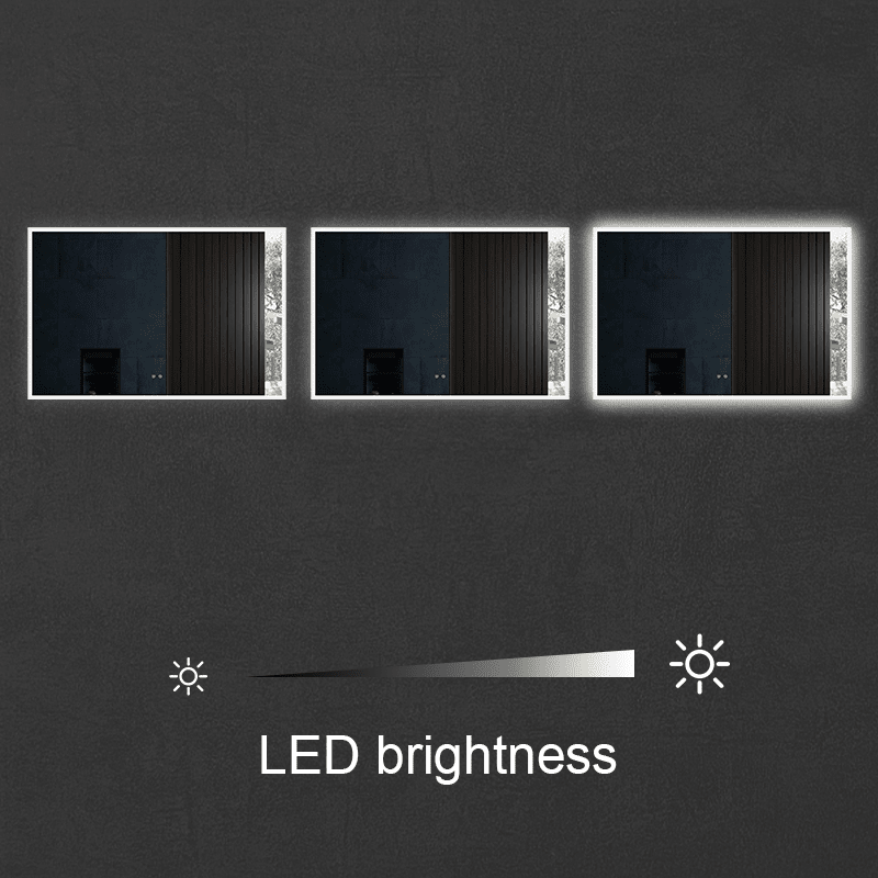 LED Light Bathroom Vanity Mirror Large Rectangular Frameless Anti Fog