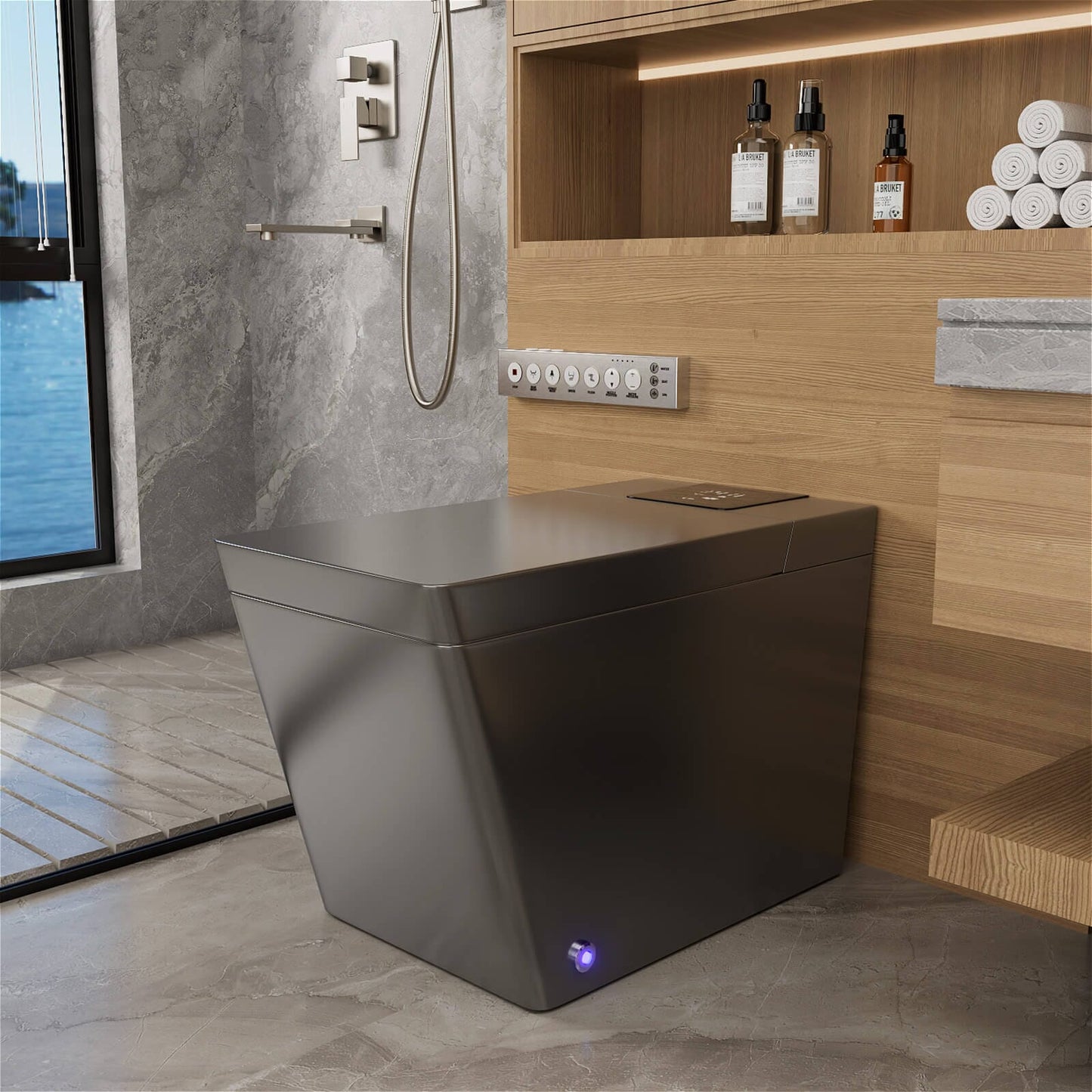 Smart Square One-Piece Floor Toilet with Remote Control and Automatic Cover