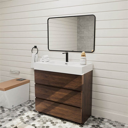 36 Inch Bathroom Vanity with Sink Floor Mounted Floating One-Piece Sink Cabinet