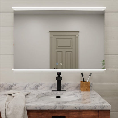 Rectangular Wall Mount LED Lighted Bathroom Vanity Mirror with Shelf