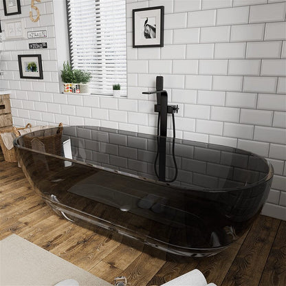 69'' Resin Oval Modern Art Transparent Freestanding Soaking Bathtub