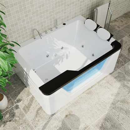 67'' Alcove Whirlpool Tub Air Jet Massage Bathtub with Hand Shower and Led Light