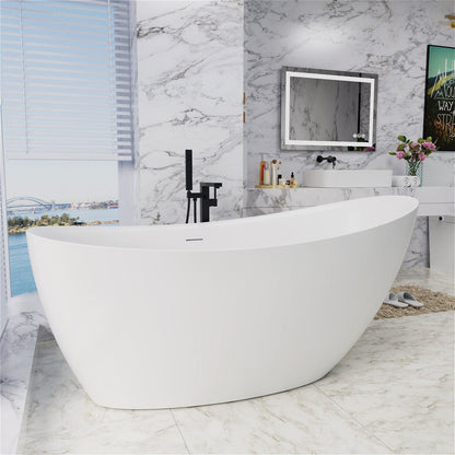 67'' Single Slipper Tub Solid Surface Stone Resin Freestanding Soaking Bathtub