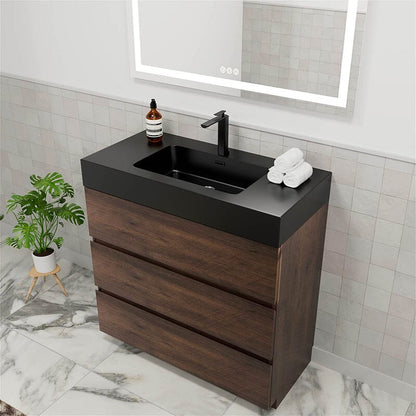 36 Inch Bathroom Vanity with Sink Floor Mounted Floating One-Piece Sink Cabinet