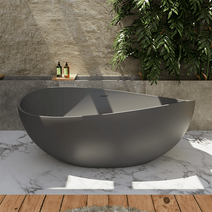 63'' Solid Surface Stone Resin Wave Shaped Freestanding Soaking Bathtub