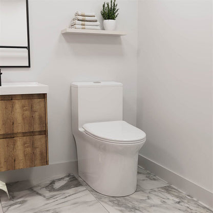 Siphonic Jet Dual Flush Elongated One Piece Toilet with Comfortable Seat Height