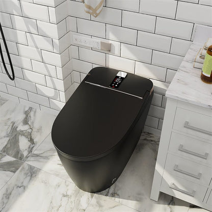 Elongated One-Piece Floor Mounted Smart Toilet with Remote Control and Automatic Cover