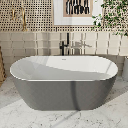 59'' Unique Design Oval Acrylic Bathtub Freestanding Soaking Tub