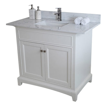 37"x 22" bathroom stone vanity top carrara jade engineered marble color with undermount ceramic sink and single faucet hole with backsplash