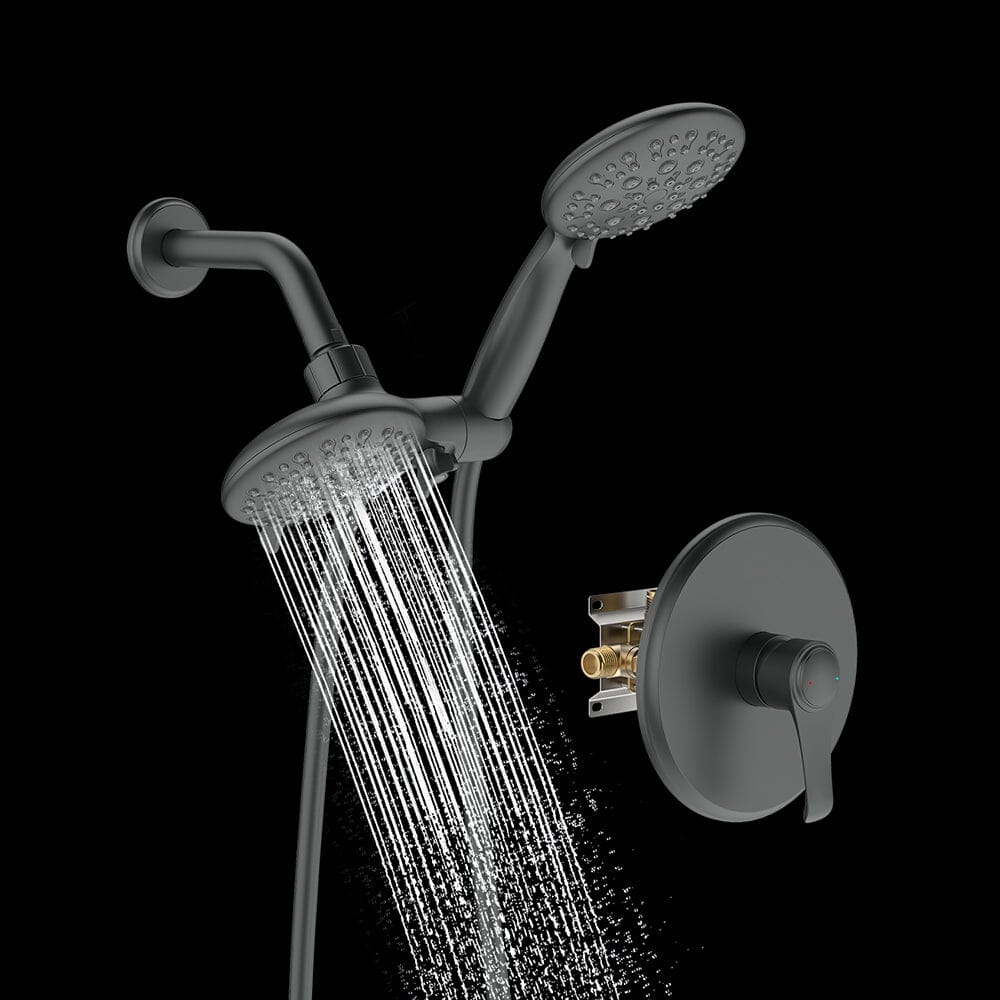 6 Spray Mode Dual Rain & Handheld Shower Heads Combo with Hose