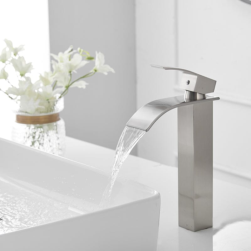 Waterfall Single Hole Single Handle Bathroom Sink Faucet With Pop-up Drain Assembly