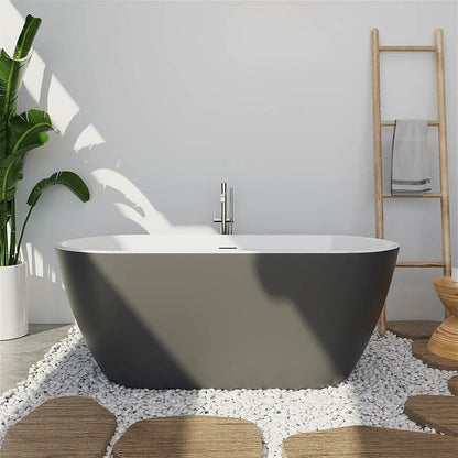 59'' Acrylic Freestanding Flatbottom Bathtub Seamless Soaking Stand Alone Tub