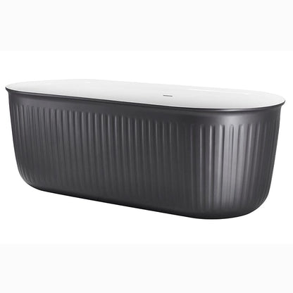 67'' Oval Acrylic Fluted Bathtub Double Ended Freestanding Soaking Tub