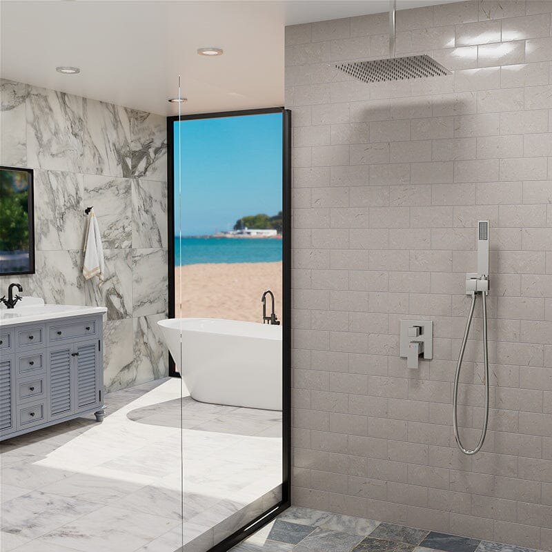 12" Ceiling Mounted Square Shower Systems with Head Shower & Hand Shower Combo Set