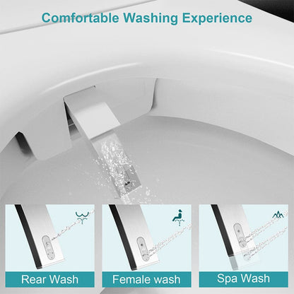 Elongated One-Piece Floor Mounted Smart Toilet with Remote Control and Automatic Cover