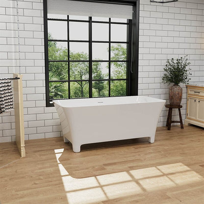 59'' Acrylic Clawfoot Tub Modern Rectangular Freestanding Soaking Bathtub