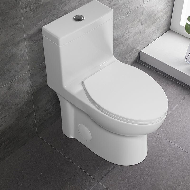 Powerful & Quiet Dual Flush Modern One Piece Toilet with Soft Closing Seat