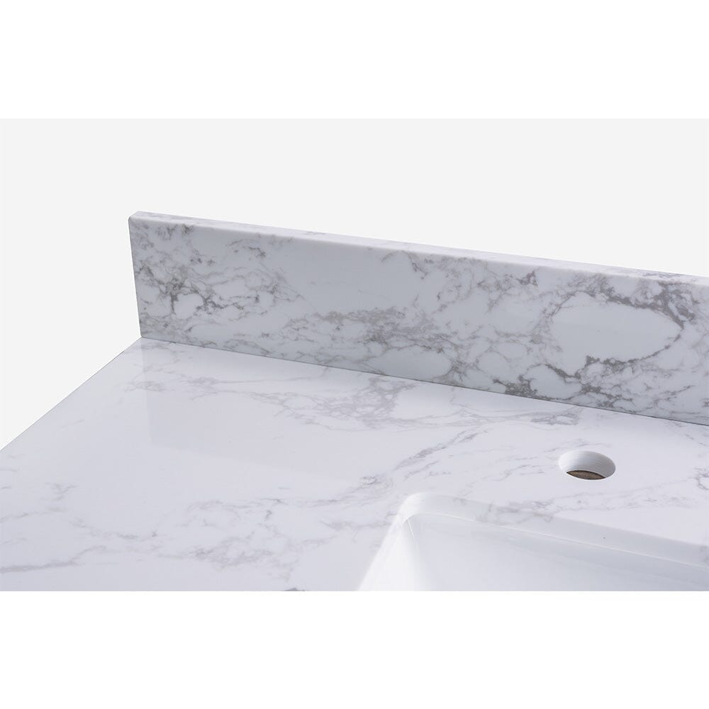 49" carrara white engineered stone vanity top backsplash