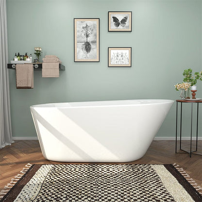 61" Acrylic Single Slipper Freestanding Soaking Bathtub Glossy White