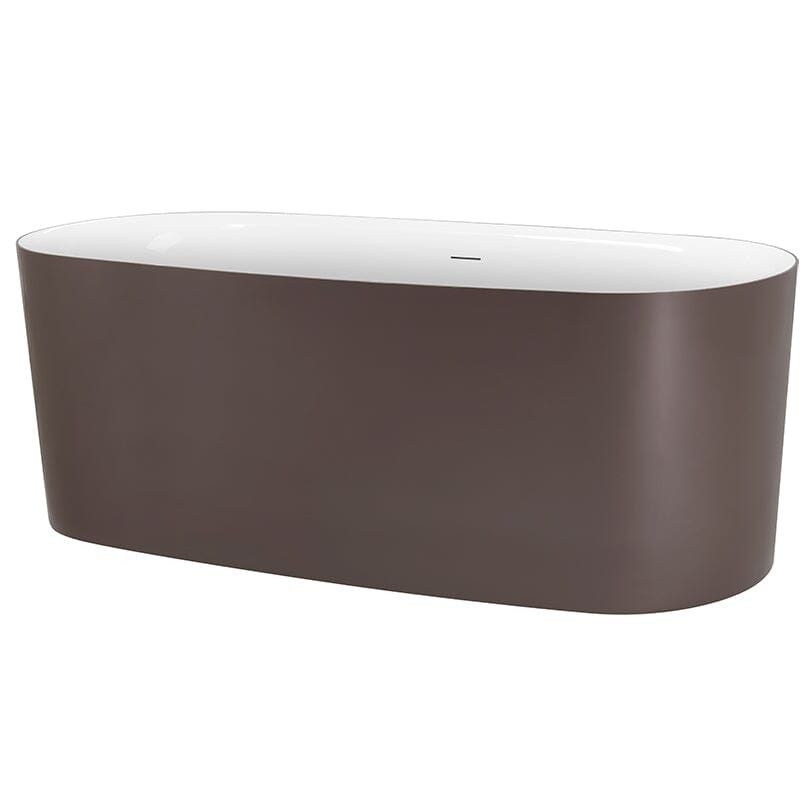 59'' Oval Acrylic Freestanding Soaking Bathtub Brown