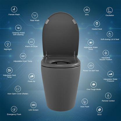 One-Piece Elongated Floor Smart Toilet with Remote Control and Automatic Cover