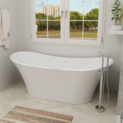 70'' Double Slipper Tub Solid Surface Stone Resin Freestanding Soaking Bathtub