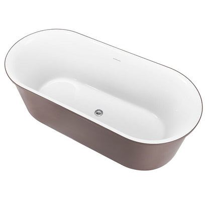 59' Oval Acrylic Bathtub Double Ended Freestanding Soaking Tub