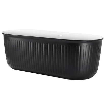 67'' Oval Acrylic Fluted Bathtub Double Ended Freestanding Soaking Tub