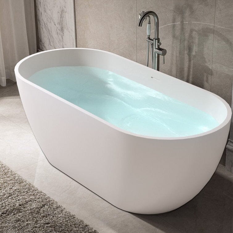 59" Oval Center Drain Soaking Freestanding Tub Acrylic