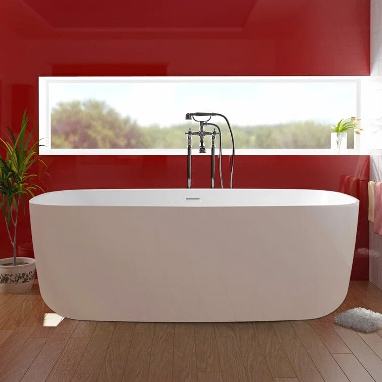 59'' Acrylic Freestanding Flatbottom Modern Rectangle Soaking Bathtub