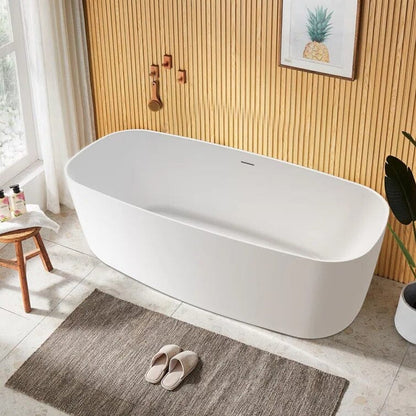 59'' Acrylic Freestanding Flatbottom Modern Rectangle Soaking Bathtub