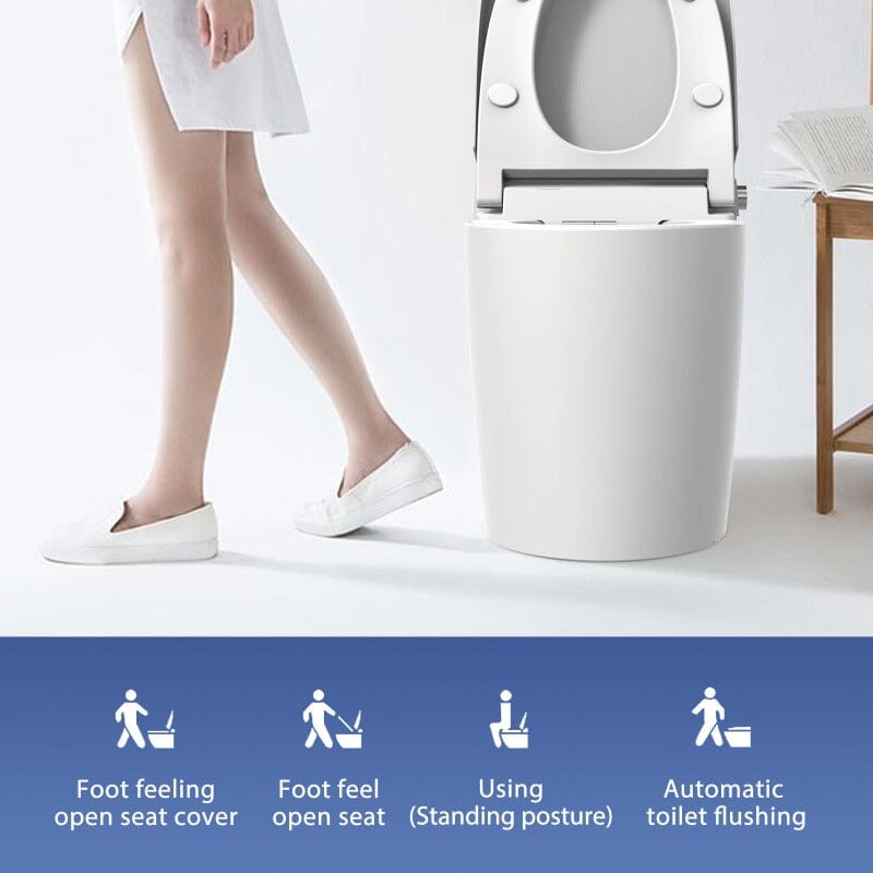 Multifunction U-Shaped Smart Toilet Automatic Flush with Remote Control/Foot Sensor/Night Light