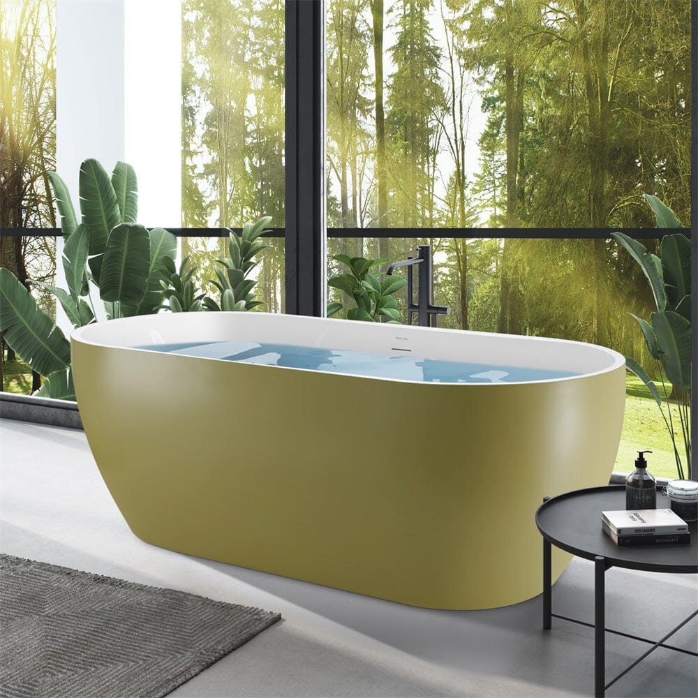 High Capacity 65'' Acrylic Oval Freestanding Soaking Bathtub