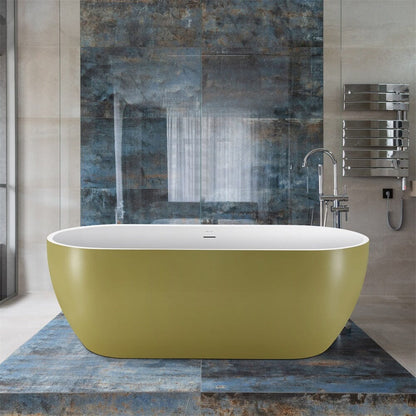 High Capacity 65'' Acrylic Oval Freestanding Soaking Bathtub