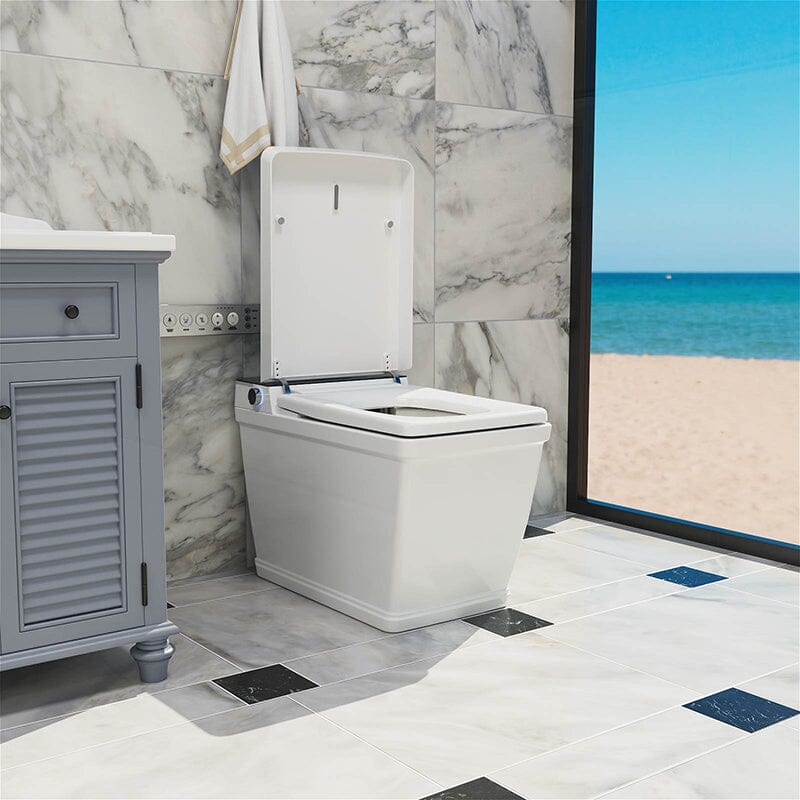 Modern Floor Mounted Square Smart Toilet with Remote Control and Automatic Cover