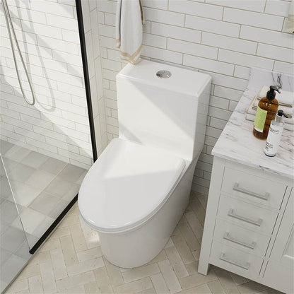 Siphonic Jet Dual Flush Elongated One Piece Toilet with Comfortable Seat Height