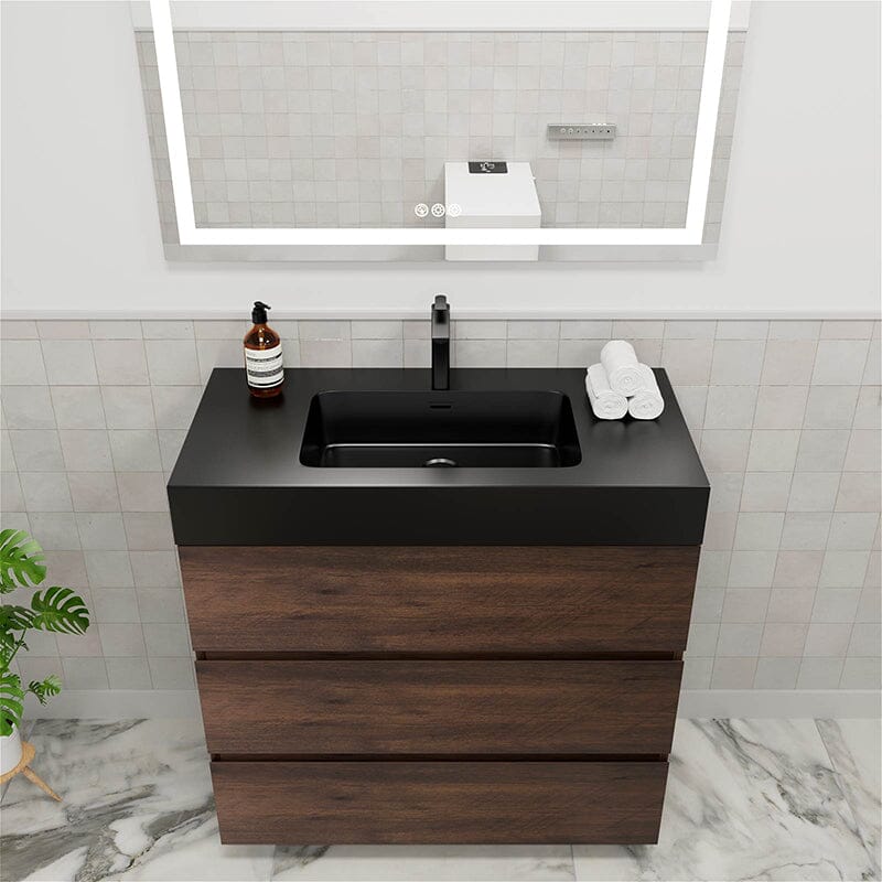 36 Inch Bathroom Vanity with Sink Floor Mounted Floating One-Piece Sink Cabinet