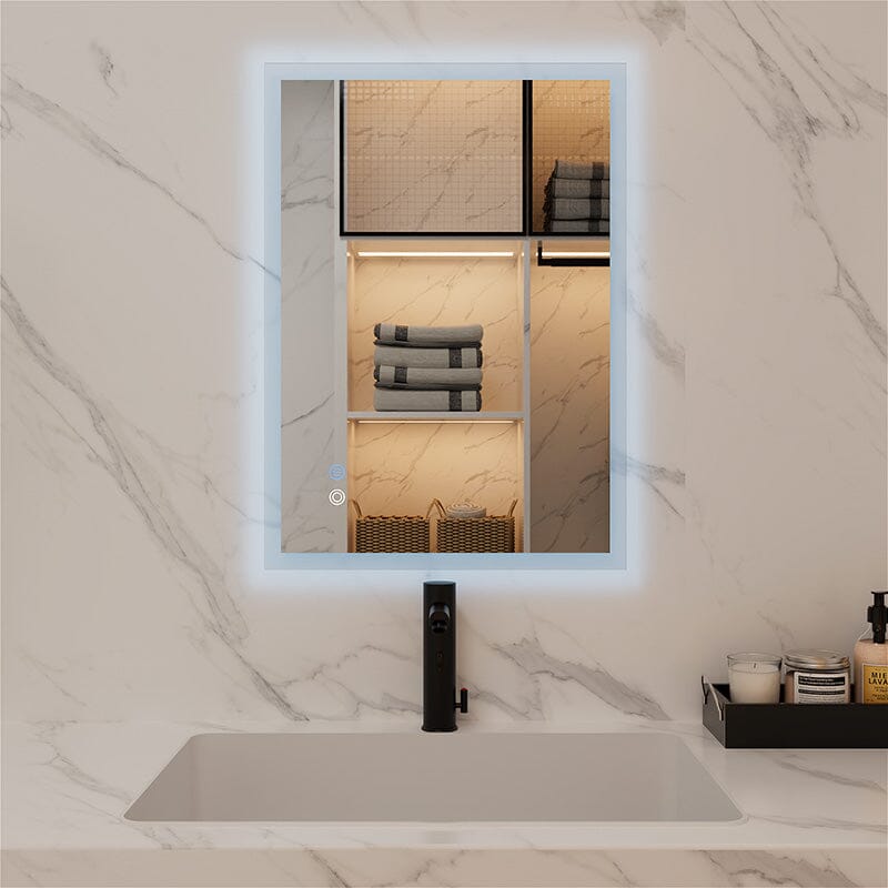 LED Light Bathroom Vanity Mirror Large Rectangular Frameless Anti Fog