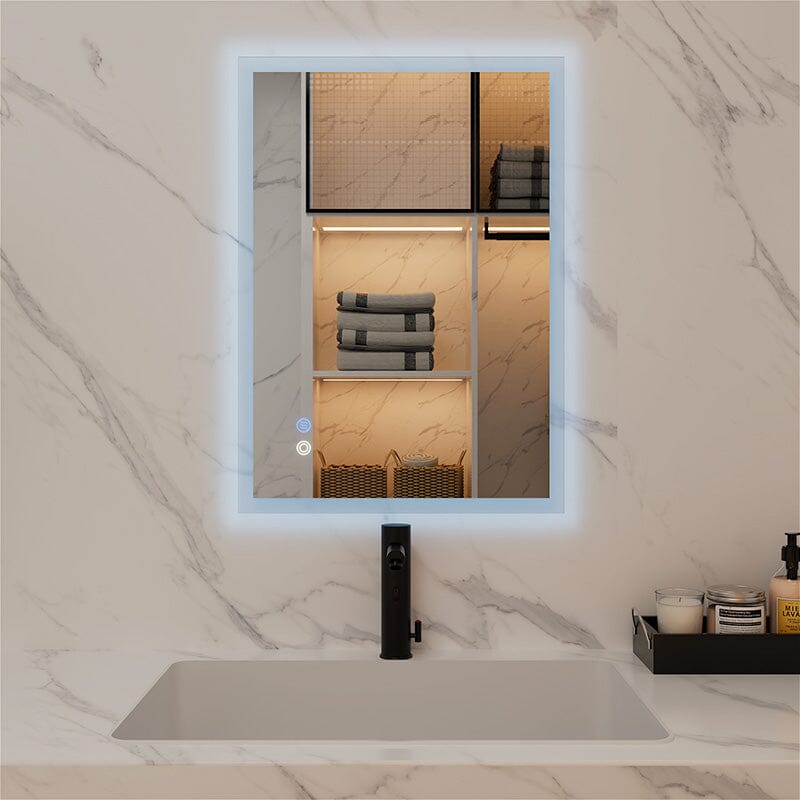 LED Light Bathroom Vanity Mirror Large Rectangular Frameless Anti Fog