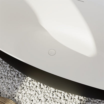 71'' Solid Surface Stone Resin Oval-shaped Freestanding Soaking Bathtub with Overflow